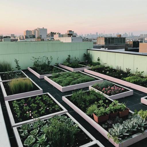 Serene Urban Rooftop Garden at Dawn