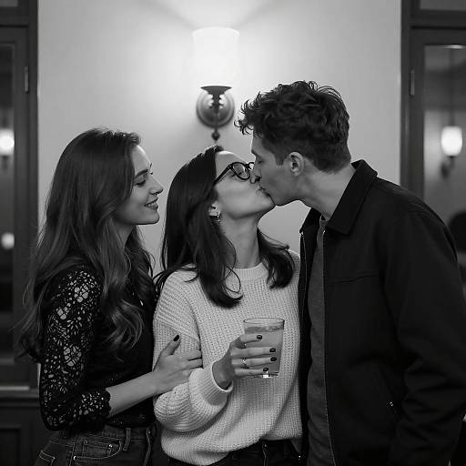 Intimate Black-and-White Room Scene