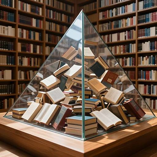 Floating Books in Glass Pyramid