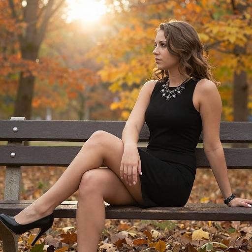 Autumn Elegance on Park Bench