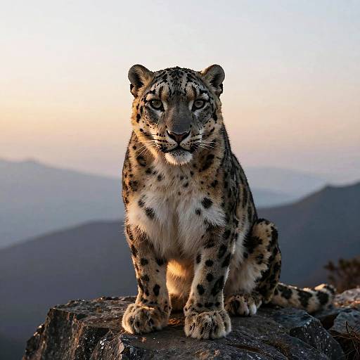 Intense Snow Leopard at Himalayan Sunrise