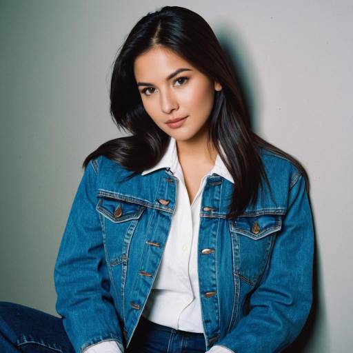 Young Woman in Casual 90s Denim Outfit