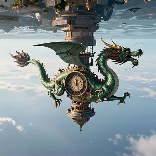 Ancient Clockwork Dragon in Inverted World
