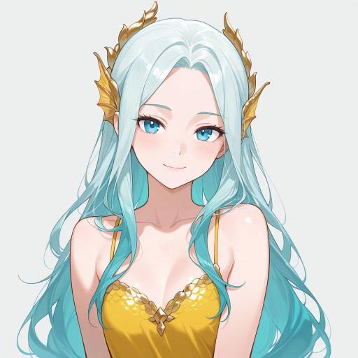 Enchanting Teal Mermaid with Golden Scales