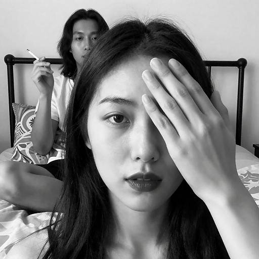 Dramatic Black-and-White Portrait Scene