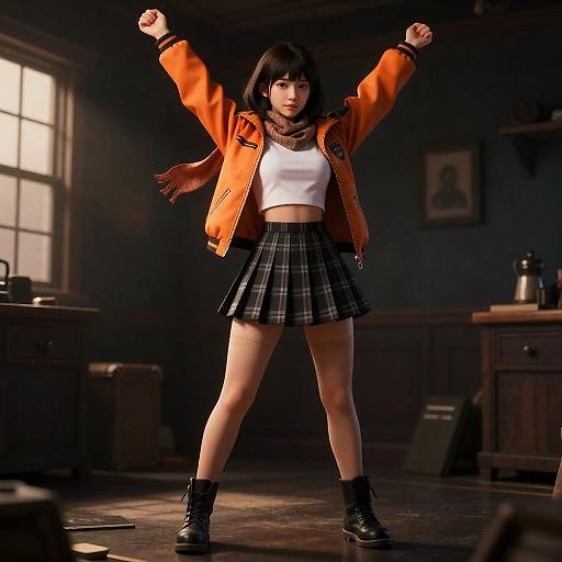 Full Body Ashley in Orange Jacket