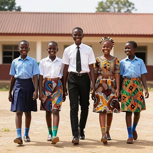Vibrant African School Uniforms Outdoors
