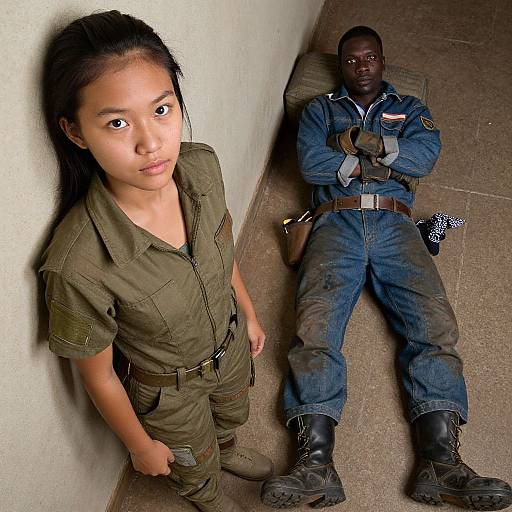 Realistic Polaroid: Sci-Fi Soldier & Mechanic