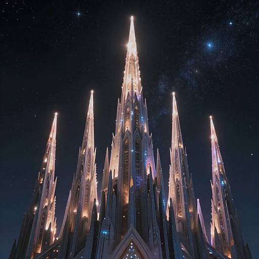 Ethereal Cosmic Spires Under Starlight