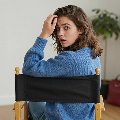 Young Woman in Blue Sweater Portrait