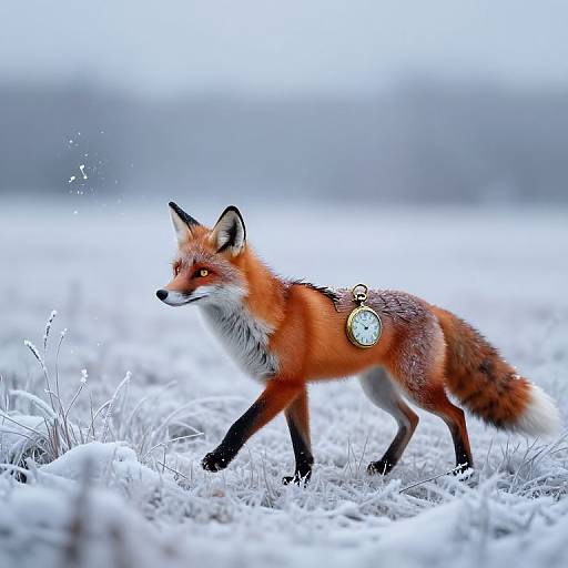 Clockwork Fox in Frosty Meadow