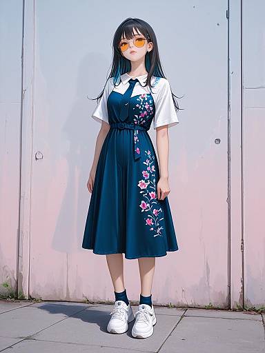 Woman in Pastel Tie-Dye Dress