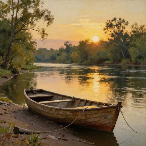 Vintage Fishing Scene at Sunset