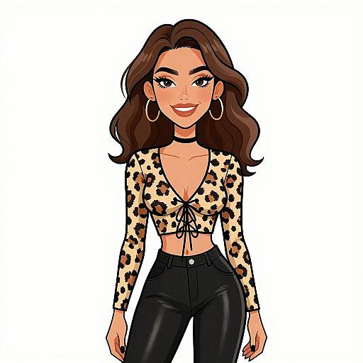 Edgy Woman in Leopard Print Top
