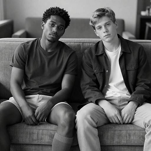 Black-and-White Portrait of Two Men