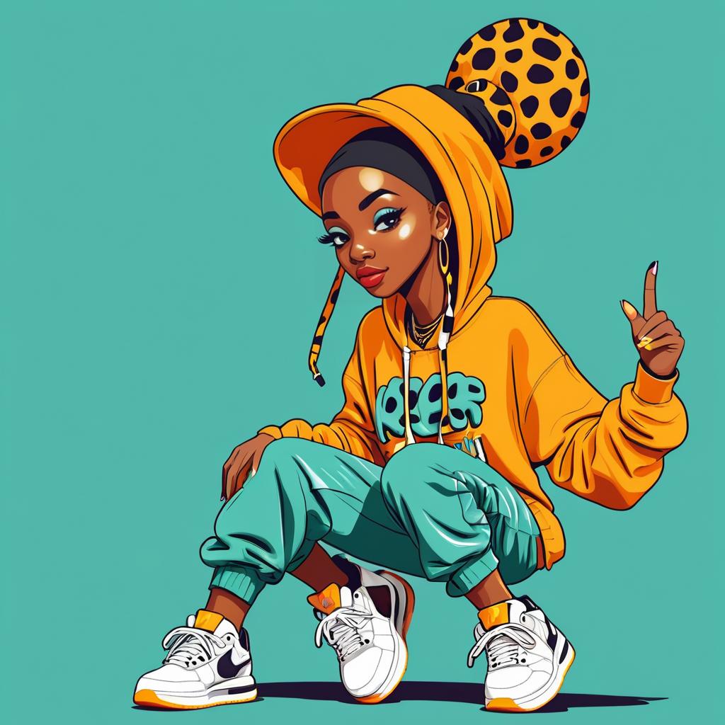 Unique Hip-Hop Giraffe Character Design