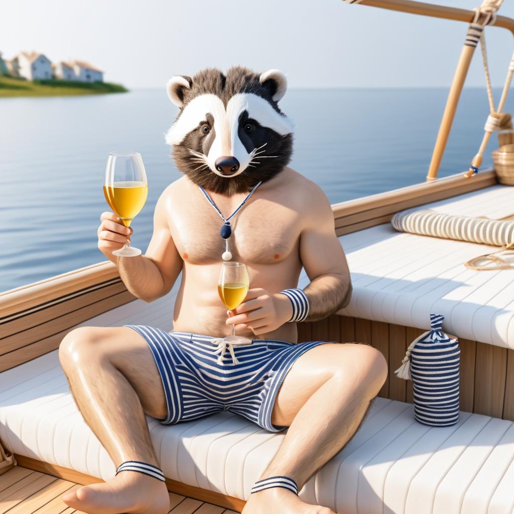 Yoga Badger: A Cheerful Day on the Boat