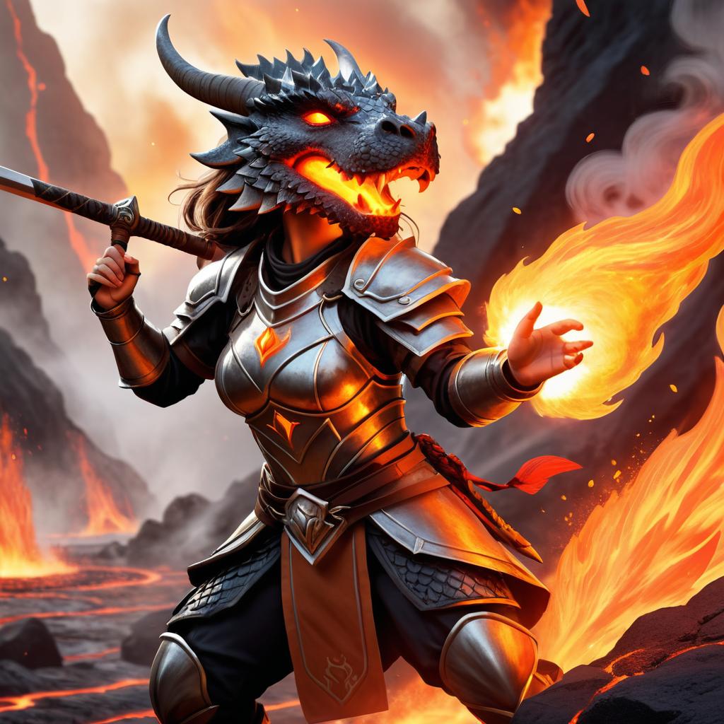 Fierce Female Dragonborn Warrior Artwork