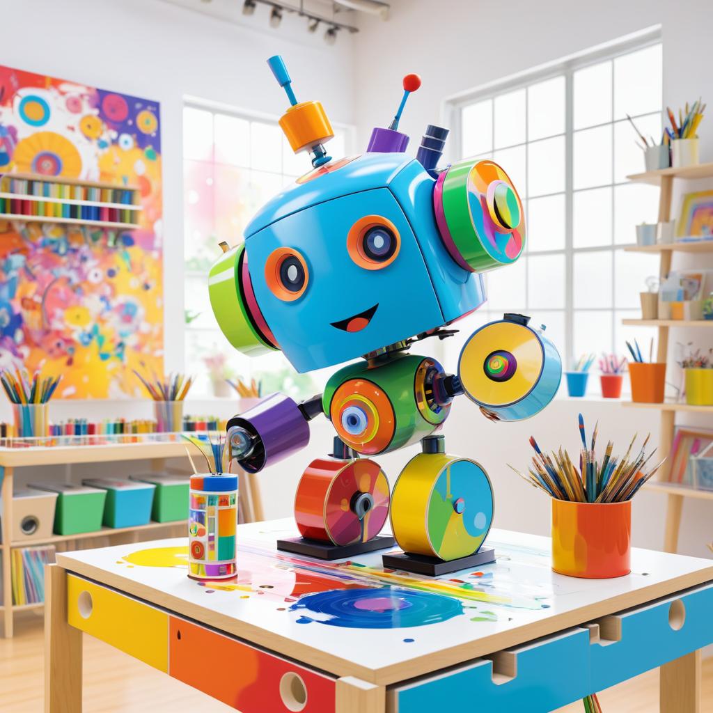 Colorful Robot Assists Kids in Art