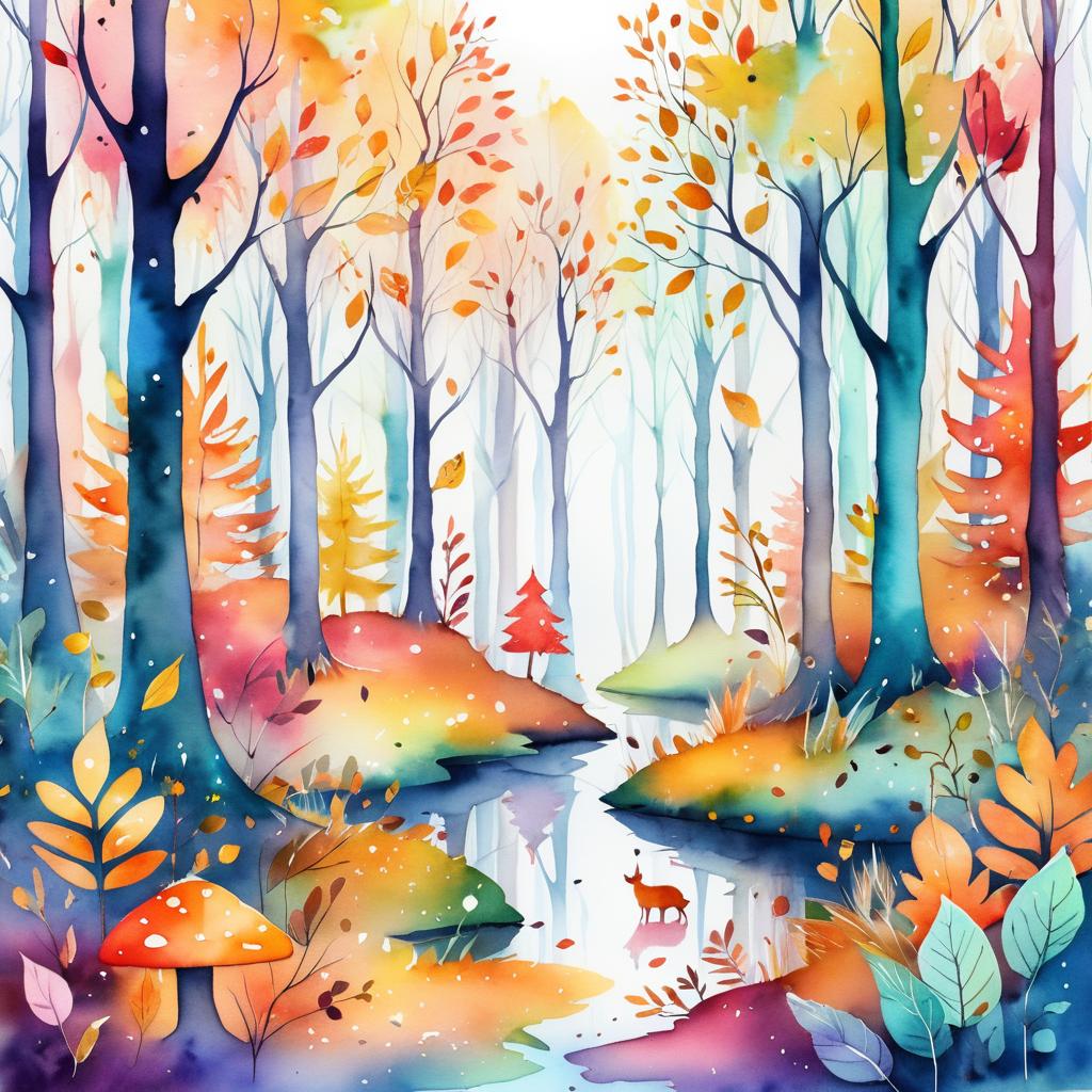 Enchanting Autumn Forest with Whimsical Creatures