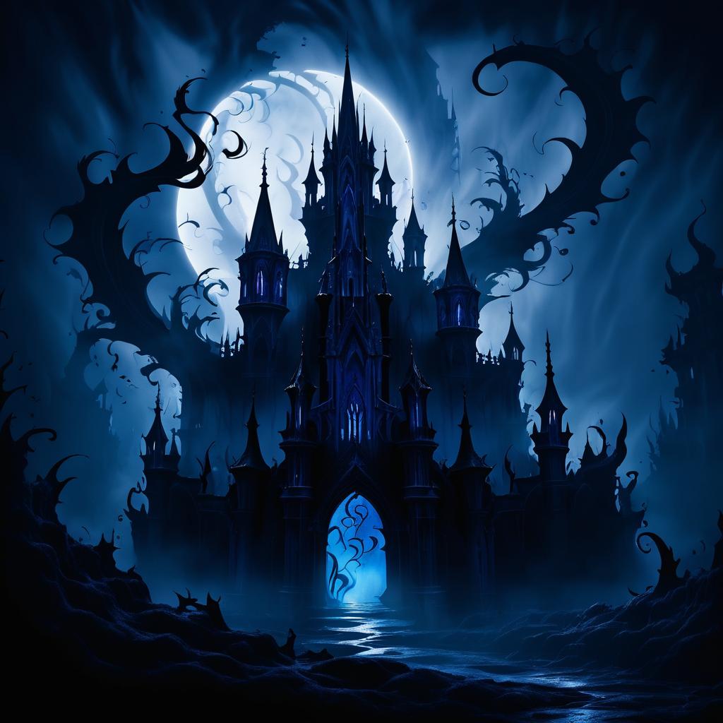 Mysterious Enchanted Castle in Darkness