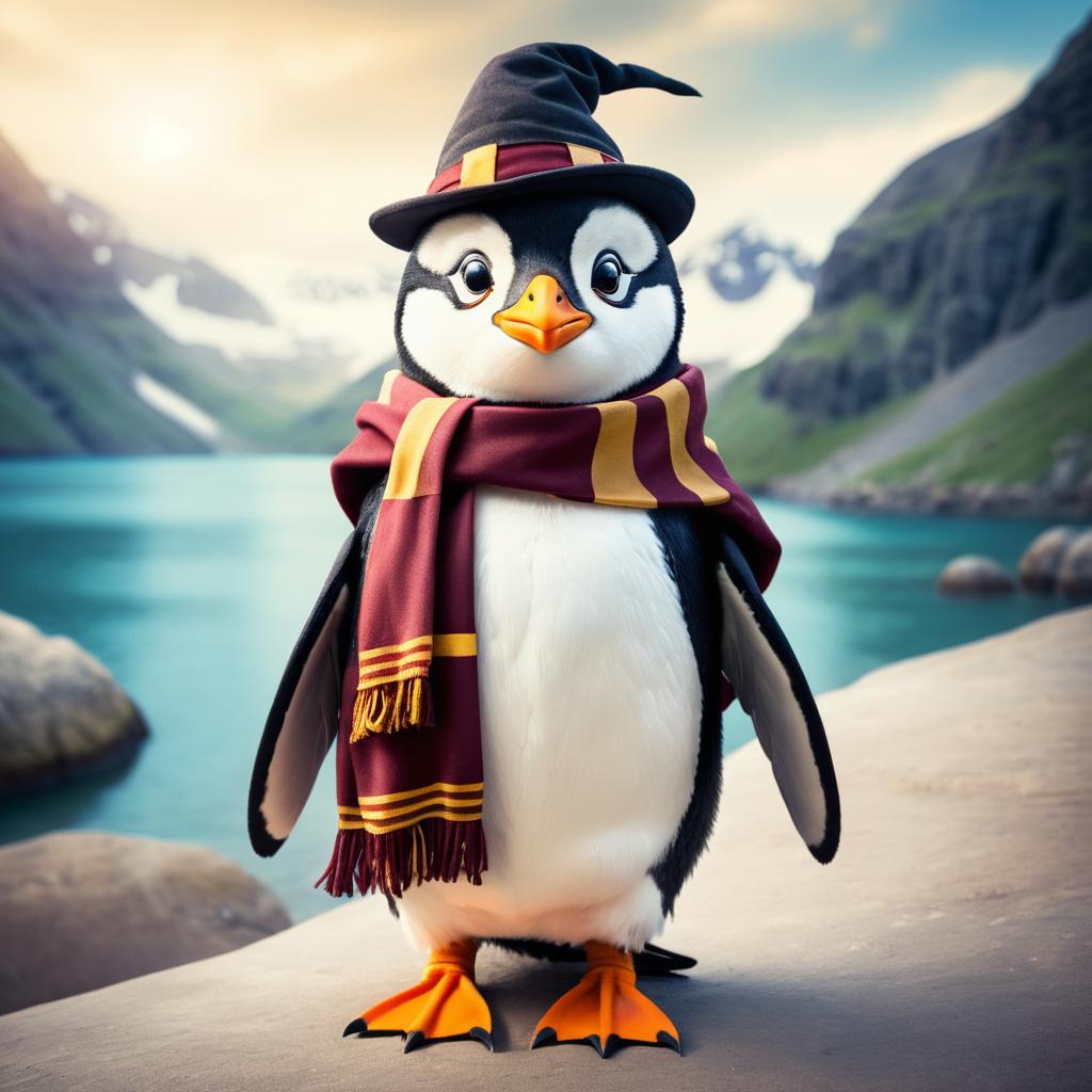 Whimsical Penguin as Harry Potter