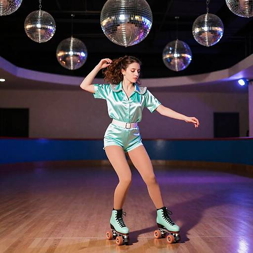 Shimmering Mint Satin Roller Skater