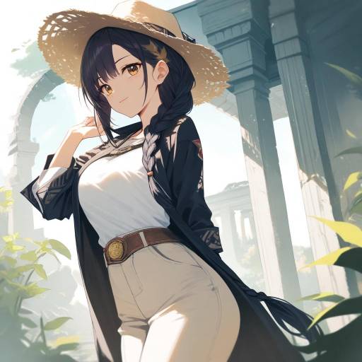 Cowgirl in Ancient Ruins with Flair