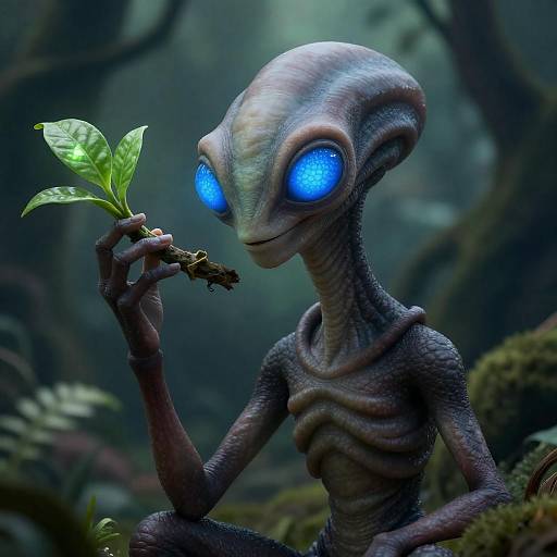 Mysterious Alien Creature in Dark Forest