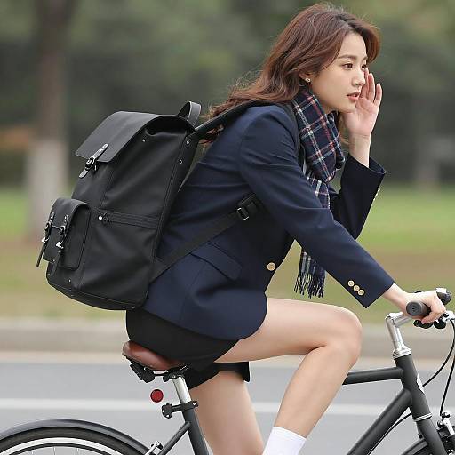 Stylish Asian Woman on Bicycle