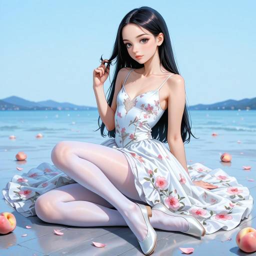 Playful Petite Girl in Floral Dress Playful Petite Girl in Floral Dress