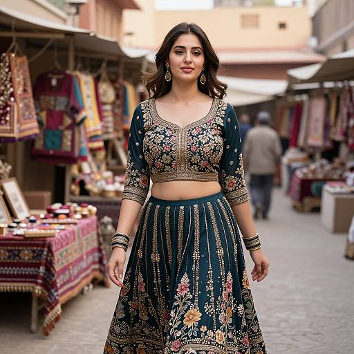 Graceful South Asian Woman in Jaipur Bazaar