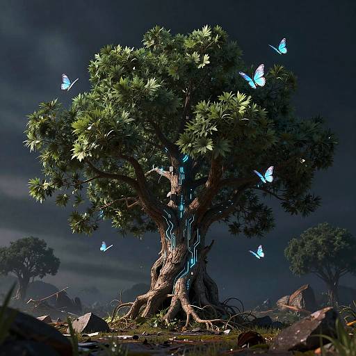 Futuristic Tree in Post-Apocalyptic Scene