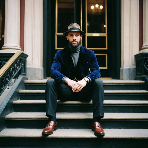 Stylish Man Sitting on Theater Steps