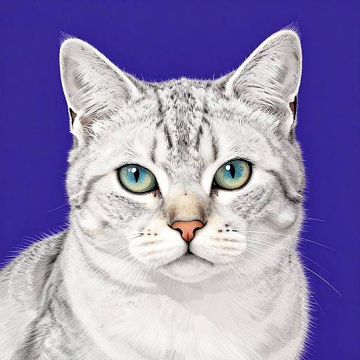 Elegant Neon Cat Portrait Illustration