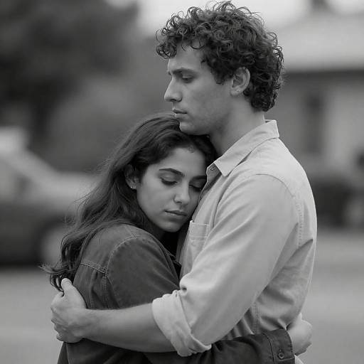 Black-and-White Intimate Embrace Portrait Photo