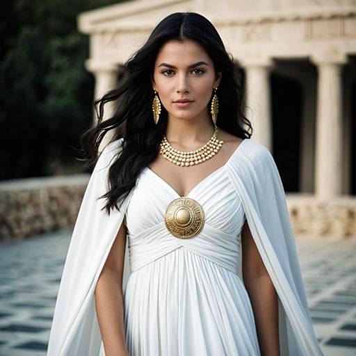 Woman in Greek Goddess Costume with White Cape