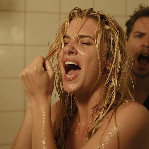 Intense Portrait with Wet Hair and Emotion