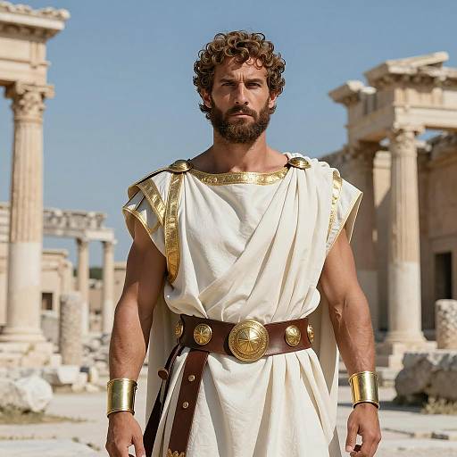 Muscular Man in Ancient Roman Toga