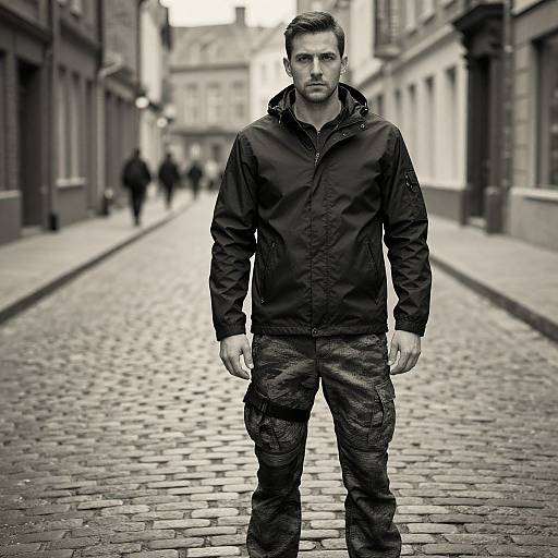 Man in Urban Camouflage Vintage Style