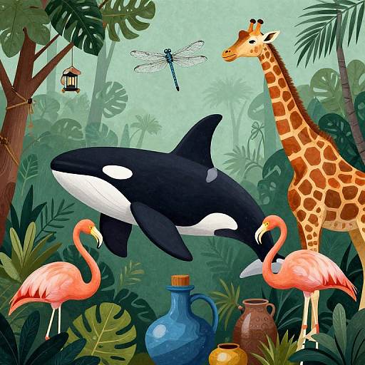 Surreal Wildlife Pop Art Fusion