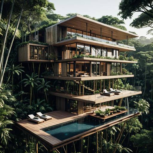 Modern Multi-Level Treehouse in Dense Jungle