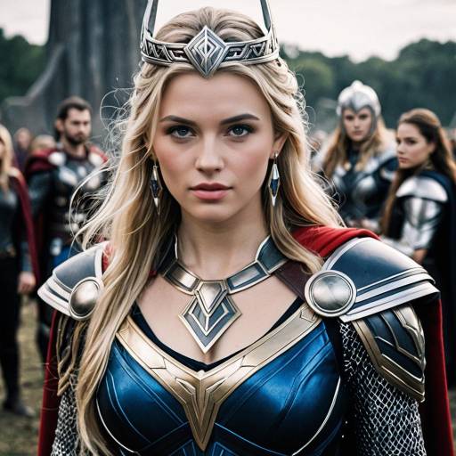 Woman in Thor-Inspired Armor Costume