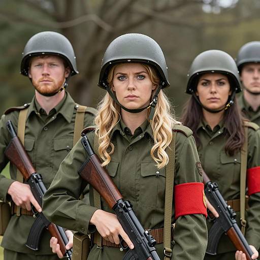 Group of Soldiers in Green Uniforms