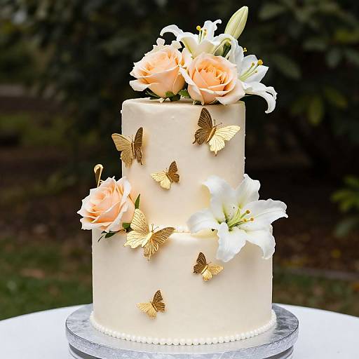 Elegant Hexagon Ivory Wedding Cake