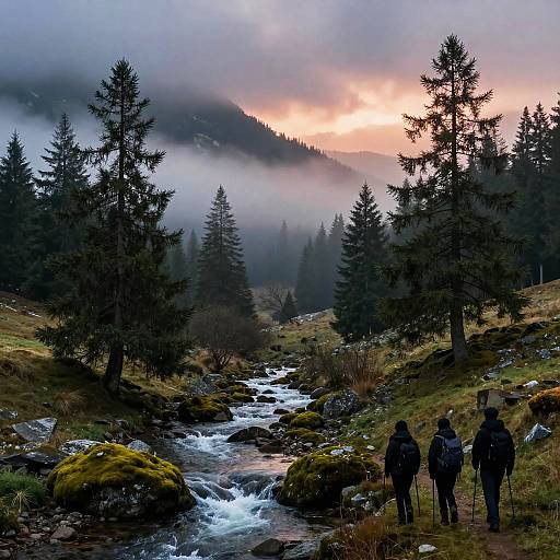 Foggy Mountain Landscape, Romantic Style