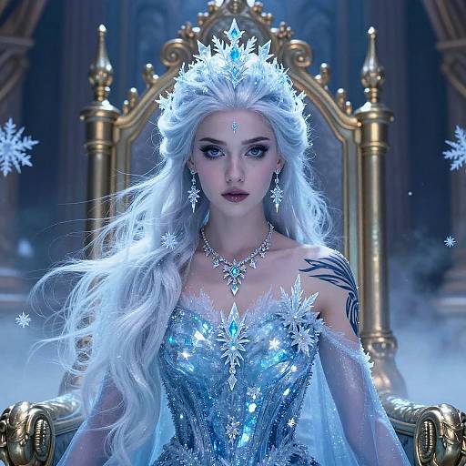 Snow Angel Princess on Golden Throne