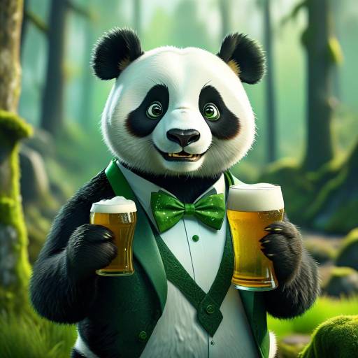 Playful Panda in Cozy Woodland Setting