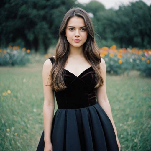 Young Woman in Black Matric Dance Dress Outdoors
