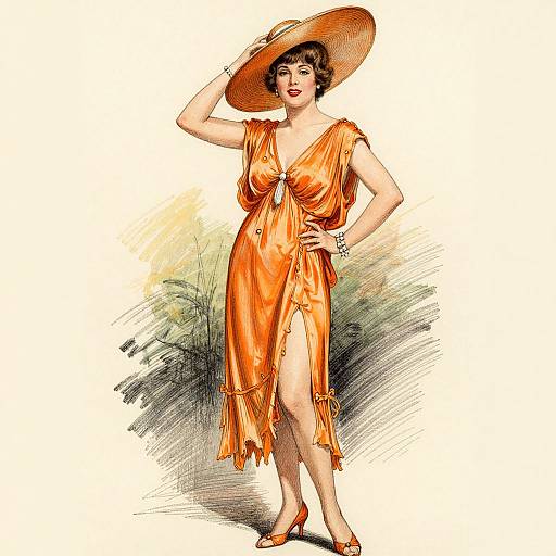 Vintage 1920s Glamorous Woman Illustration